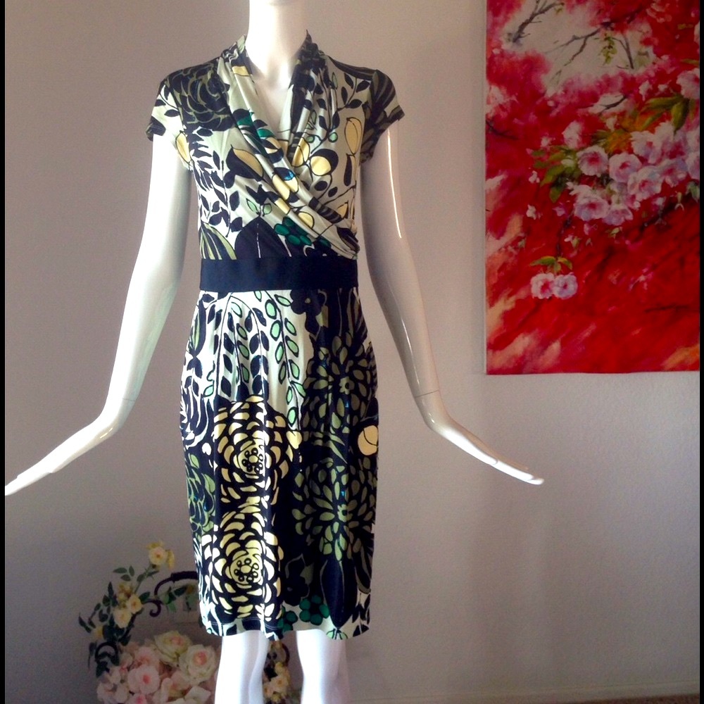 Catherine Malandrino Floral silk wrap Jersey Dress